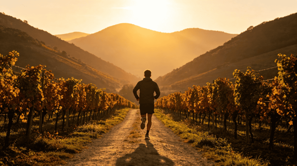 Coureur dans les vignes